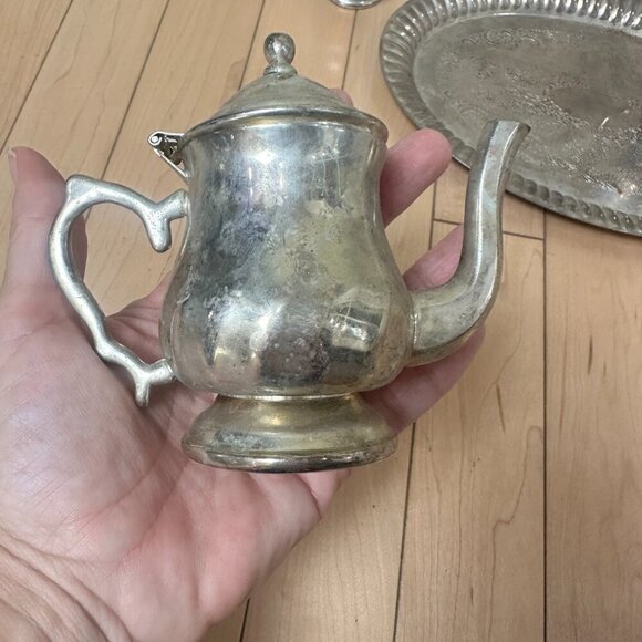 GODINGER SILVER ART Vintage Silverplate Miniature Tea Set with Tray - Picture 3 of 16